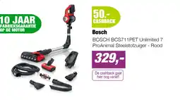 EP BOSCH BCS711PET Unlimited 7 ProAnimal Steelstofzuiger - Rood aanbieding