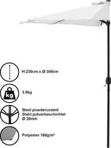 Bol.com Parasol halfrond voor balkons of terrassen - Wit aanbieding