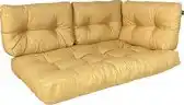 Bol.com PAZOON - Palletkussen met rugkussens - 4-delig - Geel - 120x80cm - Tuinkussen - Loungekussen aanbieding