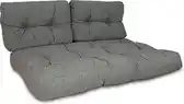 Bol.com PAZOON - Palletkussen met rugkussens - 3-delig - Antraciet - 120x80cm - Tuinkussen - Loungekussen aanbieding