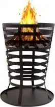 Bol.com HEAT Vuurkorf Mandal - Zwart - Vuurkorf voor Buiten - Inclusief Bodemplaat - 43x46x64 cm aanbieding