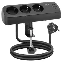 Coolblue ACT AC2480 Bureau Stekkerdoos 3-voudig 1,5 meter 3x Usb 30W Zwart aanbieding