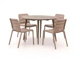 Kees Smit Forza Narni/ROUGH-K ø115cm dining tuinset 5-delig stapelbaar aanbieding