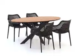 Kees Smit Forza Ripi/Fidenza 180cm ovaal dining tuinset 5-delig stapelbaar aanbieding