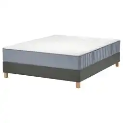 IKEA LyngÖr Lattenmatrasbodem met poten, Vågstranda middelhard/lichtblauw donkergrijs, 140x200 cm aanbieding