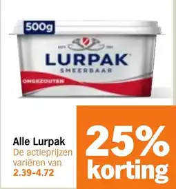 Albert Heijn Alle Lurpak aanbieding
