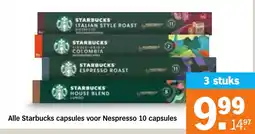 Albert Heijn Alle Starbucks capsules voor Nespresso 10 capsules aanbieding
