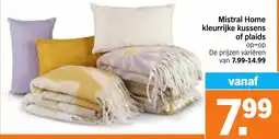 Albert Heijn Mistral Home kleurrijke kussens of plaids aanbieding