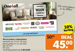 Albert Heijn Wooncadeau cadeaukaart aanbieding