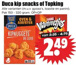 Dirk Duca kip snacks of Topking aanbieding