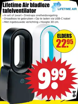Dirk Lifetime Air bladloze tafelventilator aanbieding