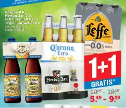Coop Corona 0.0, Hertog Jan 0.0, Leffe Blond 0.0 of Tripel Karmeliet 0.4 aanbieding