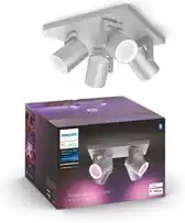 Bol.com Philips Hue Argenta Opbouwspot - White and Color Ambiance - GU10 - 4 x 5,7W - Aluminium - Bluetooth aanbieding