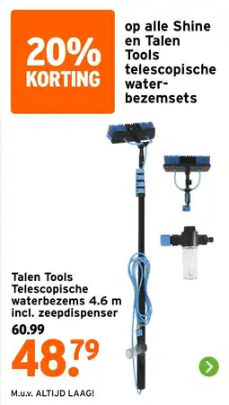 GAMMA Talen Tools Telescopische waterbezems incl. zeepdispenser aanbieding