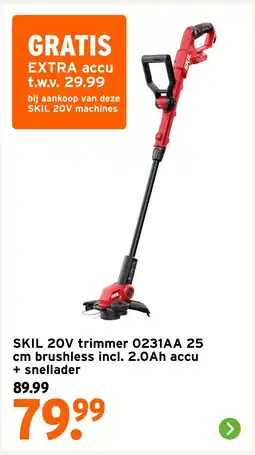 GAMMA SKIL 20V trimmer 0231AA brushless incl. 2.0Ah accu + snellader aanbieding