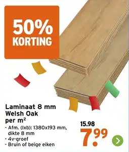 GAMMA Laminaat 8 mm Welsh Oak per m² aanbieding