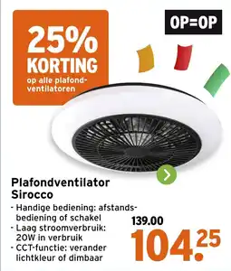 GAMMA Plafondventilator Sirocco aanbieding