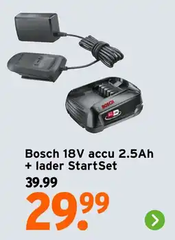 GAMMA Bosch 18V accu 2.5Ah + lader StartSet aanbieding
