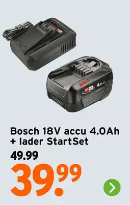 GAMMA Bosch 18V accu 4.0Ah + lader StartSet aanbieding