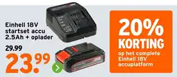 GAMMA Einhell 18V startset accu 2.5Ah + oplader aanbieding
