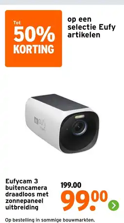 GAMMA Eufycam 3 buitencamera draadloos met zonnepaneel uitbreiding aanbieding