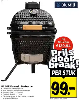 Vomar Voordeelmarkt BluMill Kamado Barbecue aanbieding