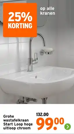 GAMMA Grohe wastafelkraan Start Loop hoge uitloop chroom aanbieding