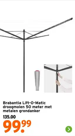GAMMA Brabantia Lift-O-Matic droogmolen met metalen grondanker aanbieding