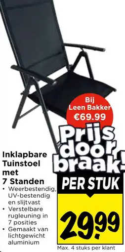 Vomar Voordeelmarkt Inklapbare Tuinstoel met 7 Standen aanbieding