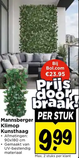 Vomar Voordeelmarkt Mannsberger Klimop Kunsthaag aanbieding
