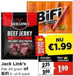 Vomar Voordeelmarkt Jack Link's of Bifi aanbieding