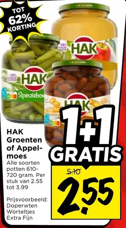 Vomar Voordeelmarkt HAK Groenten of Appelmoes aanbieding