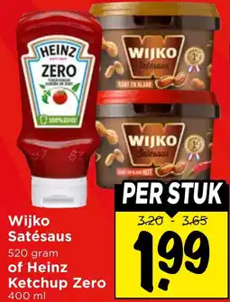 Vomar Voordeelmarkt Wijko Satésaus of Heinz Ketchup Zero aanbieding