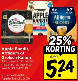 Vomar Voordeelmarkt Apple Bandit, Affligem of Grolsch Kanon aanbieding