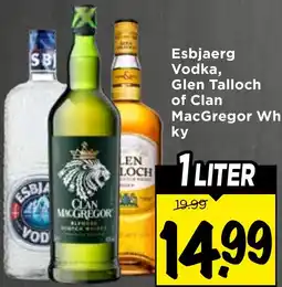 Vomar Voordeelmarkt Esbjaerg Vodka, Glen Talloch of Clan MacGregor Whisky aanbieding