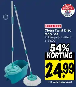 Vomar Voordeelmarkt Leifheit Clean Twist Disc Mop Set aanbieding