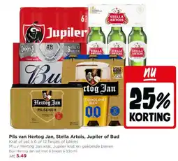 Jumbo Pils van Hertog Jan, Stella Artois, Jupiler of Bud aanbieding