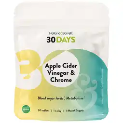 Holland & Barrett 2e product 50% korting | Holland & Barrett 30DAYS Appelazijn & Chroom - 30 tabletten aanbieding