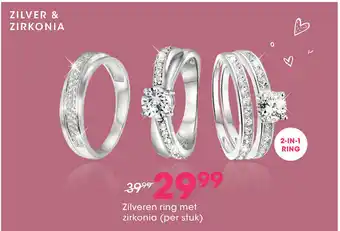 Lucardi Zilveren ring met zirkonia per stuk aanbieding