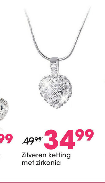 Lucardi Zilveren ketting met zirkonia aanbieding