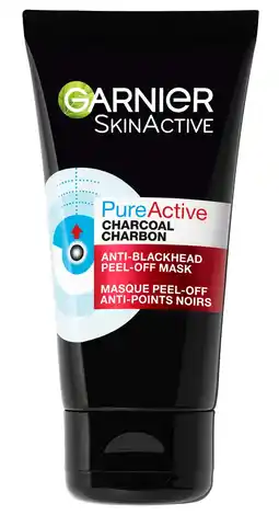 De Online Drogist Garnier SkinActive PureActive Charcoal Anti-Blackhead Peel-Off Mask aanbieding