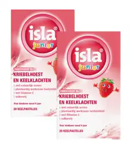 De Online Drogist Isla Junior Keelpastilles - bij kriebelhoest en keelklachten Duoverpakking aanbieding