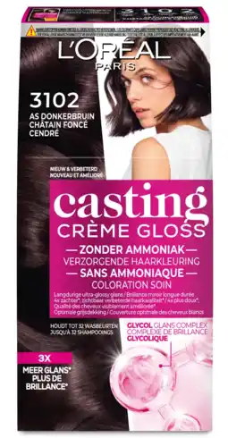 De Online Drogist L'Oréal Paris Casting Crème Gloss Haarkleuring As Donkerbruin 3102 aanbieding