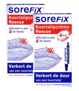 De Online Drogist SoreFix Rescue Koortslipcrème Duoverpakking aanbieding