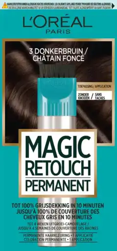 De Online Drogist L'Oréal Paris Magic Retouch Permanent 3 Donkerbruin aanbieding