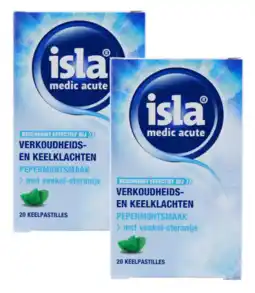 De Online Drogist Isla Medic Acute Keelpastilles Pepermunt - bij verkoudheids- en keelklachten Duoverpakking aanbieding