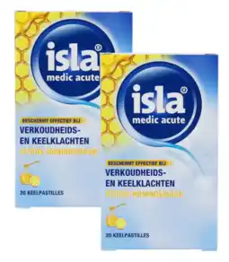 De Online Drogist Isla Medic Acute Citrus Honing Keelpastilles - bij verkoudheids- en keelklachten Duoverpakking aanbieding