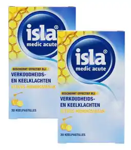 De Online Drogist Isla Medic Acute Citrus Honing Keelpastilles - bij verkoudheids- en keelklachten Duoverpakking aanbieding