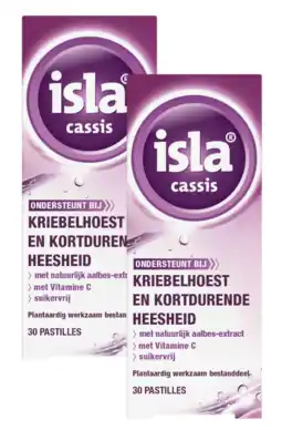 De Online Drogist Isla Cassis Keelpastilles - bij kriebelhoest en kortdurende heesheid Duoverpakking aanbieding