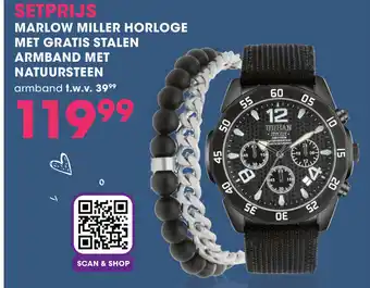 Lucardi Setprijs marlow miller horloge met gratis stalen armband met natuursteen aanbieding